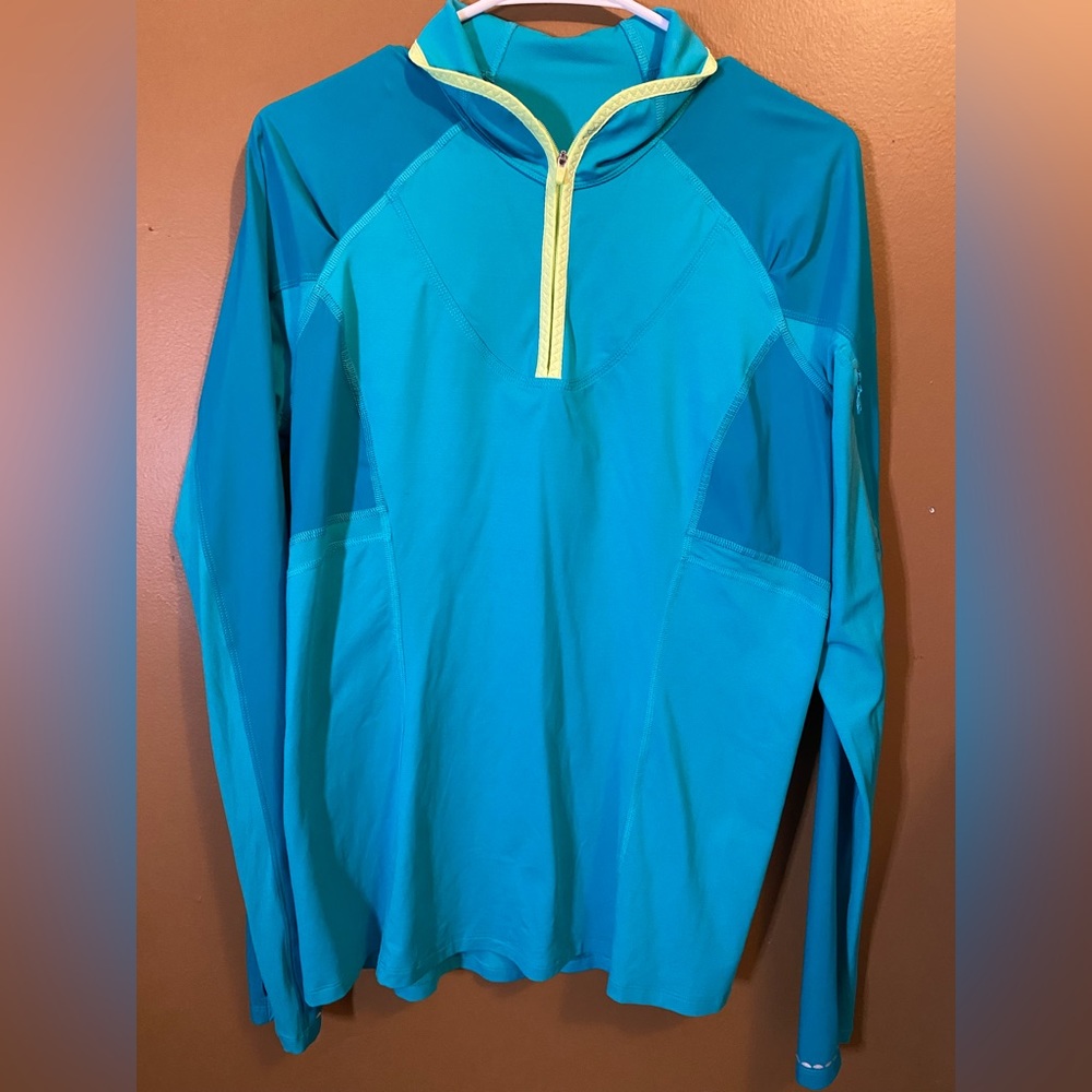 lululemon athletica Teal Half-Zip Pullover with Yellow Trim
